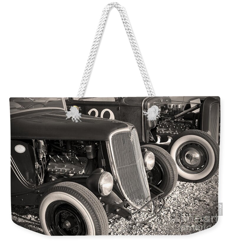 Transportation Weekender Tote Bag featuring the photograph Flatheads and Whitewalls by Dennis Hedberg