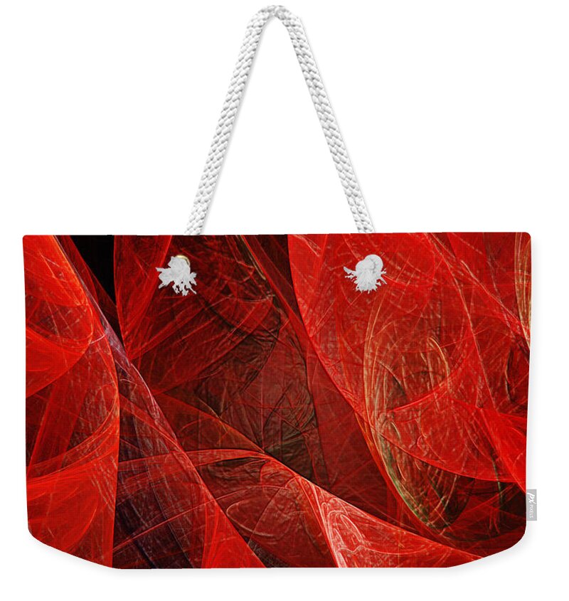 Fractal Weekender Tote Bag featuring the Flickering Flaming Fractal by Andee Design
