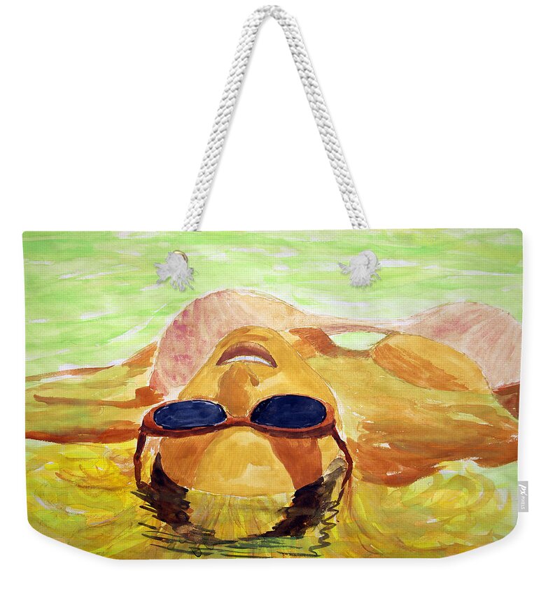 2d Weekender Tote Bag featuring the painting Floating In Water by Brian Wallace