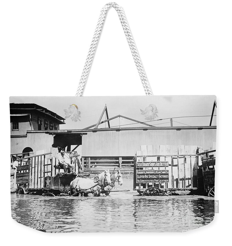 1900s Weekender Tote Bag featuring the photograph Flooding On The Mississippi River, 1909 by Library of Congress