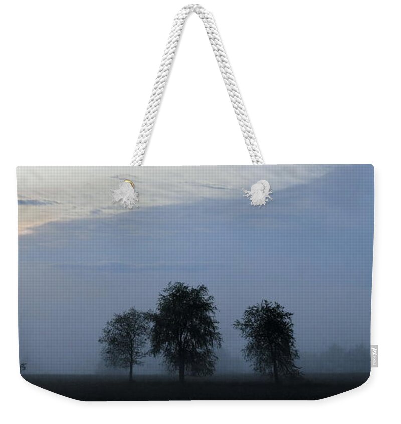 Trees Weekender Tote Bag featuring the photograph Foggy Pennsylvania Treeline by Angela Rath