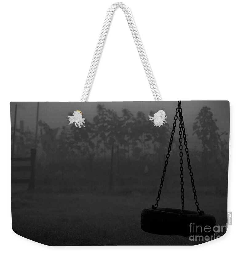 Landscape Weekender Tote Bag featuring the photograph Foggy playground by Cheryl Baxter