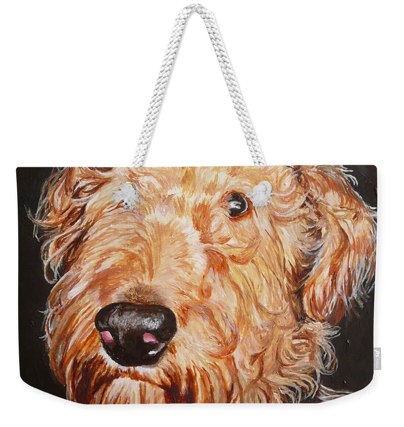 Puppy Weekender Tote Bag featuring the painting Fonzie by Vic Ritchey
