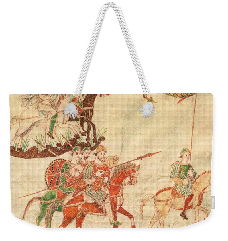 History Weekender Tote Bag featuring the photograph Frankish Knights, 9th Century by Photo Researchers