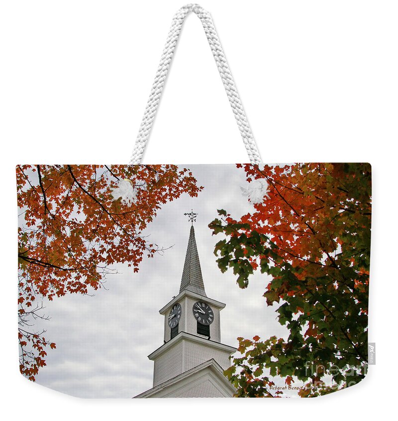 Autumn Weekender Tote Bag featuring the photograph Franklin Steeple by Deborah Benoit