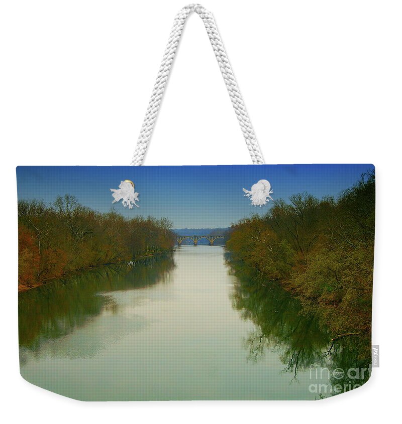 All Rights Reserved Weekender Tote Bag featuring the photograph Fredericksburg Virginia River by Clayton Bruster