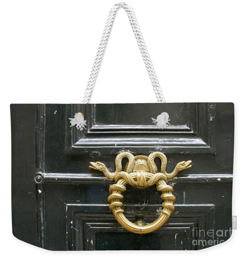 Digital Weekender Tote Bag featuring the photograph French Snake Doorknocker by Victoria Harrington