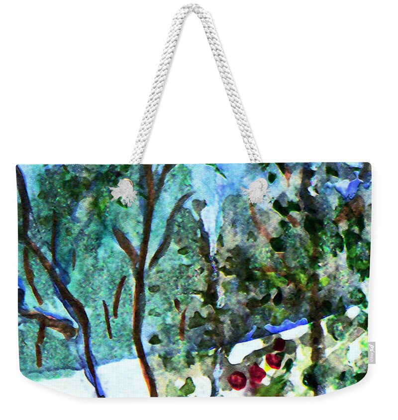 Watercolor Weekender Tote Bag featuring the painting Frosty Morning by Paula Ayers