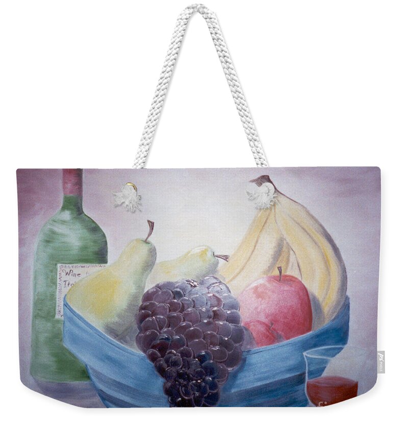 Fruit Weekender Tote Bag featuring the painting Fruit Bowl by Monika Shepherdson