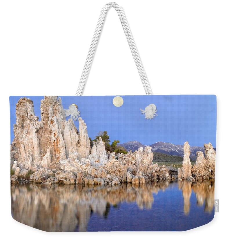 00175334 Weekender Tote Bag featuring the photograph Full Moon Over Mono Lake With Wind by Tim Fitzharris