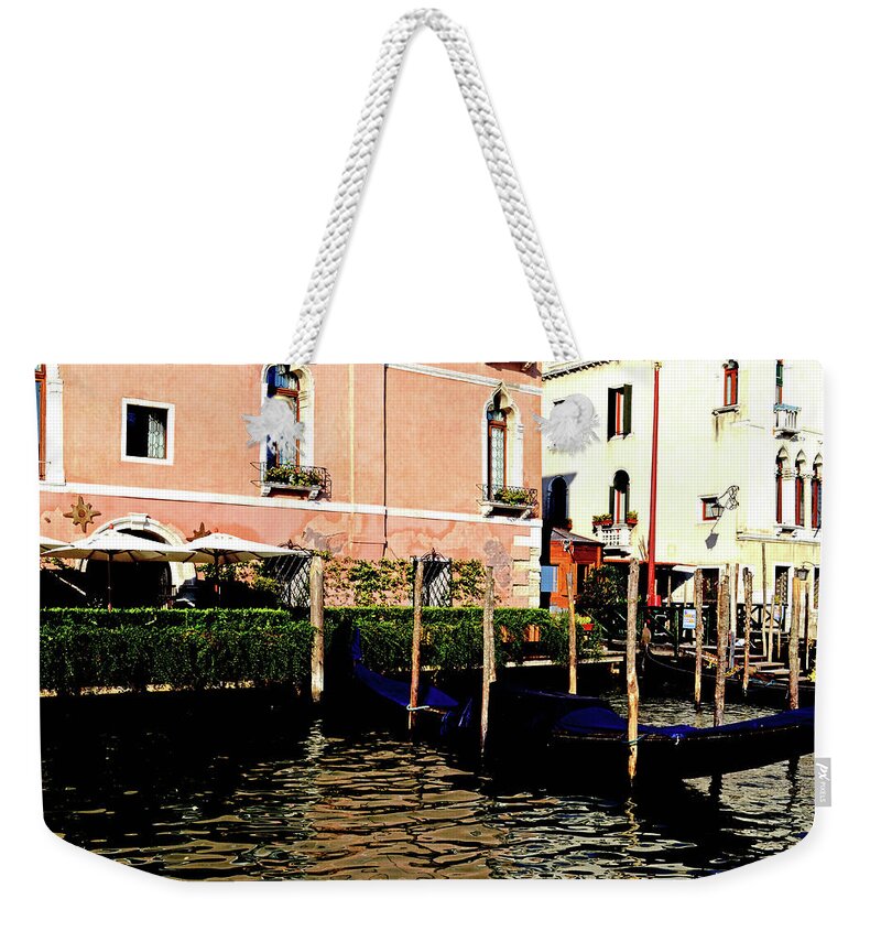 Italy Weekender Tote Bag featuring the photograph Gandola Docking by La Dolce Vita