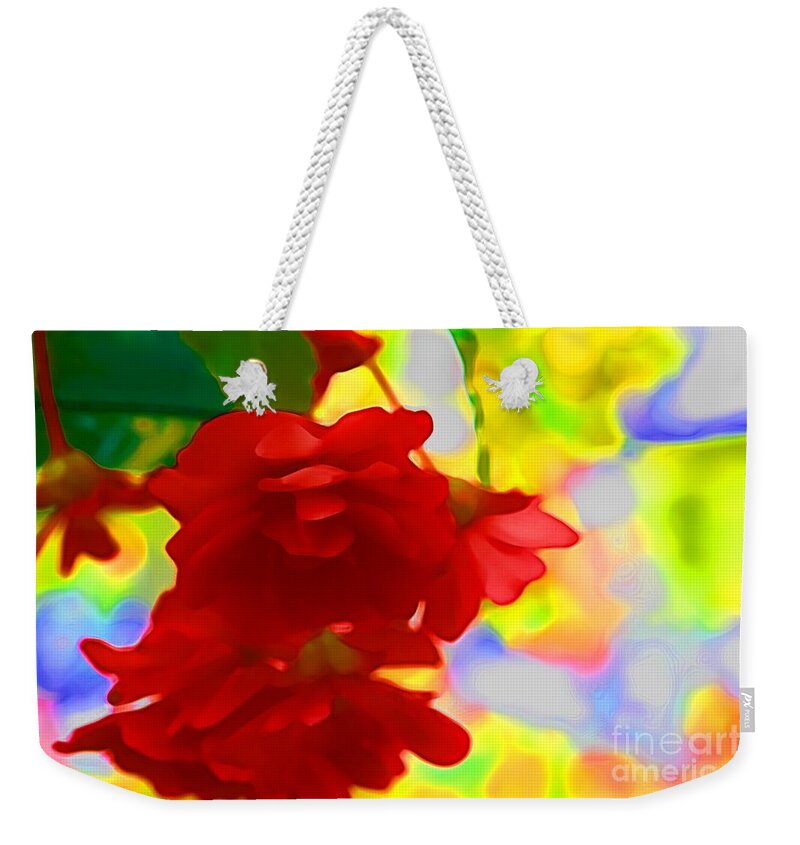 Red Flowers Weekender Tote Bag featuring the photograph Garish by Julie Lueders 