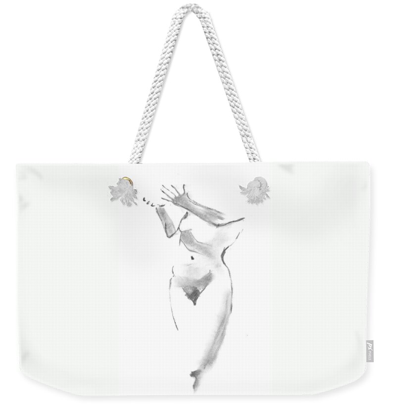 Life Model Weekender Tote Bag featuring the drawing Give - Receive by Marica Ohlsson