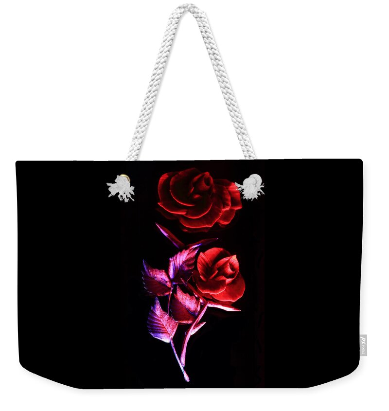 Rose Weekender Tote Bag featuring the photograph Glowing Glass Rose by Shane Bechler