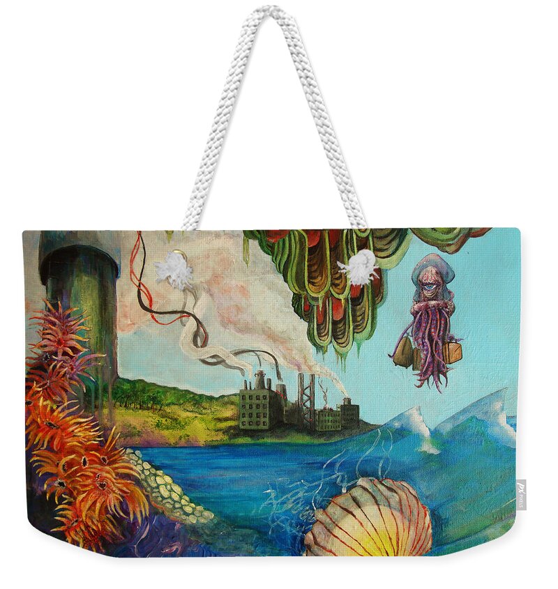 Pollution Weekender Tote Bag featuring the painting Goodbye by Mindy Huntress