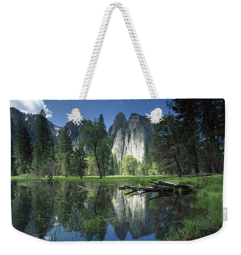 00171109 Weekender Tote Bag featuring the photograph Granite Reflecting In Pool Yosemite by Tim Fitzharris