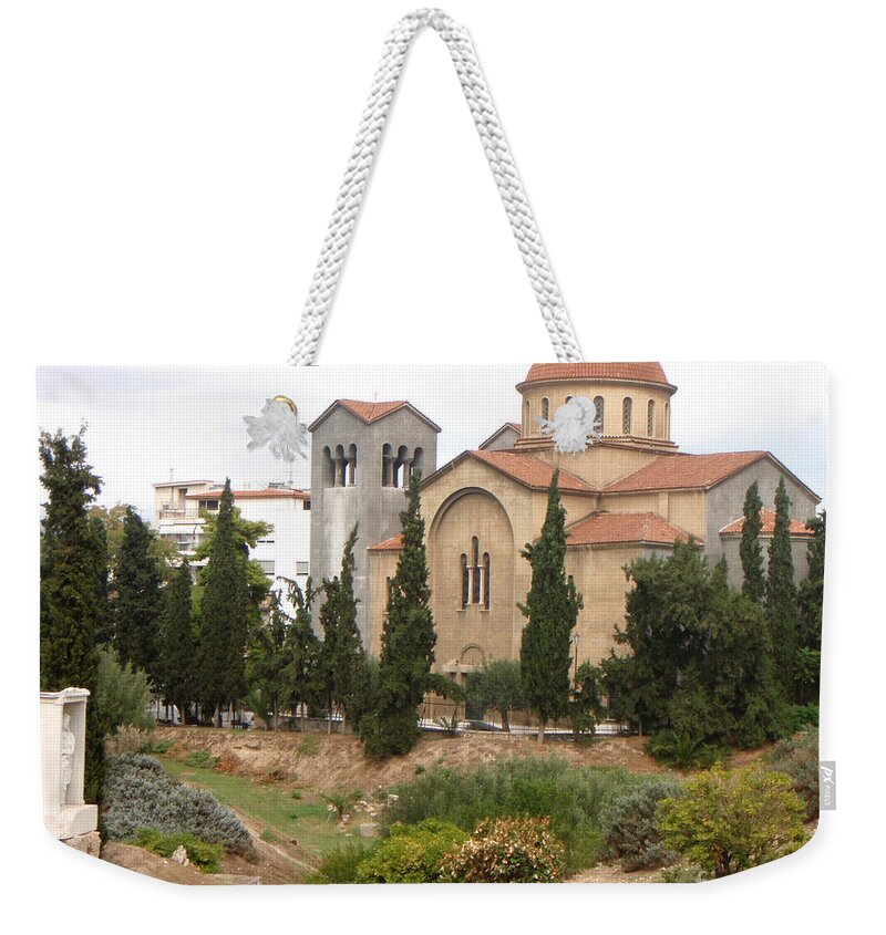 Kerameikos Weekender Tote Bag featuring the photograph Greek Church Kerameikos by Rebecca Margraf