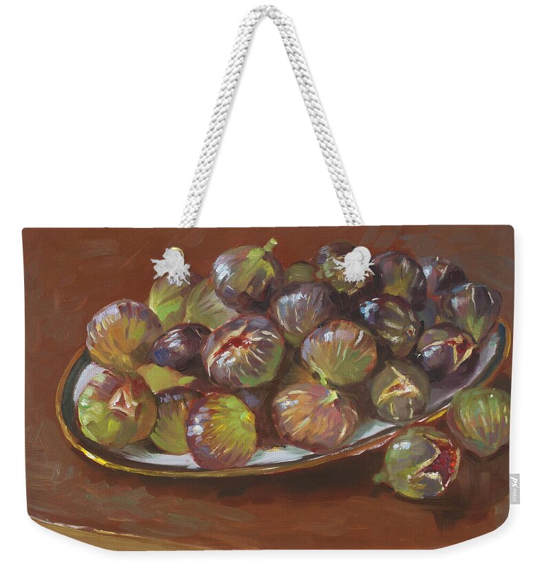 Figs Weekender Tote Bag featuring the painting Greek Figs by Ylli Haruni