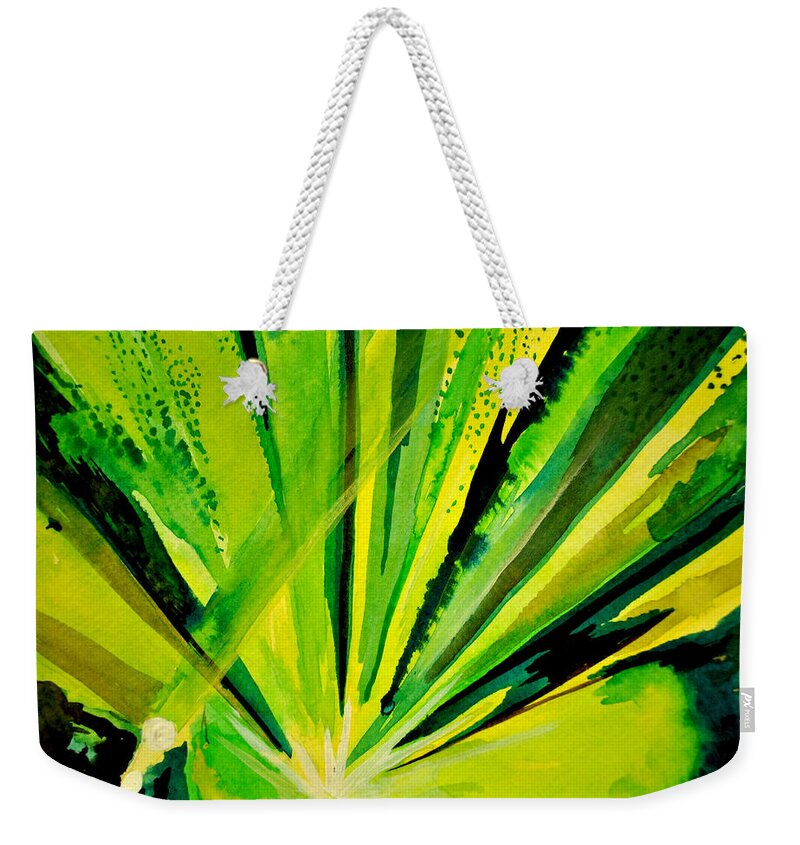 Umphrey's Mcgee Weekender Tote Bag featuring the painting Green of UM by Patricia Arroyo