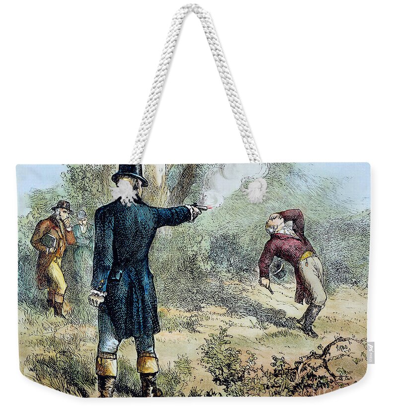 1804 Weekender Tote Bag featuring the drawing Hamilton-burr Duel, 1804 by Granger