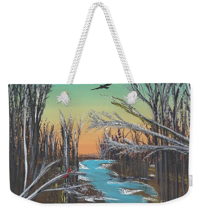 Landscape Weekender Tote Bag featuring the painting Happy Day by Alys Caviness-Gober