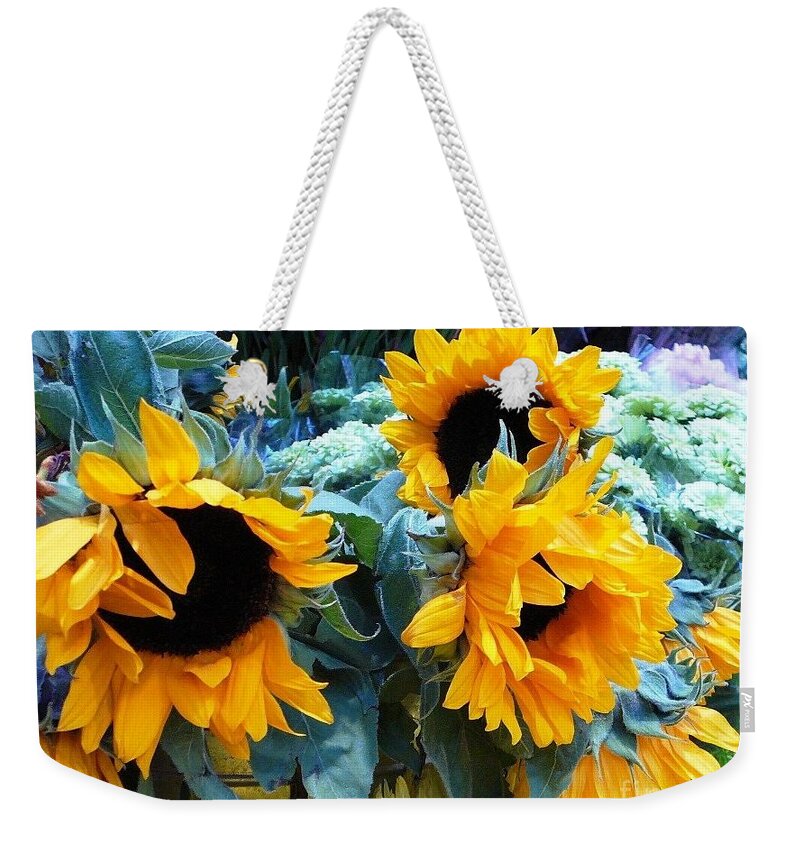 Sunflowers Weekender Tote Bag featuring the photograph Happy Sunflowers by Amalia Suruceanu