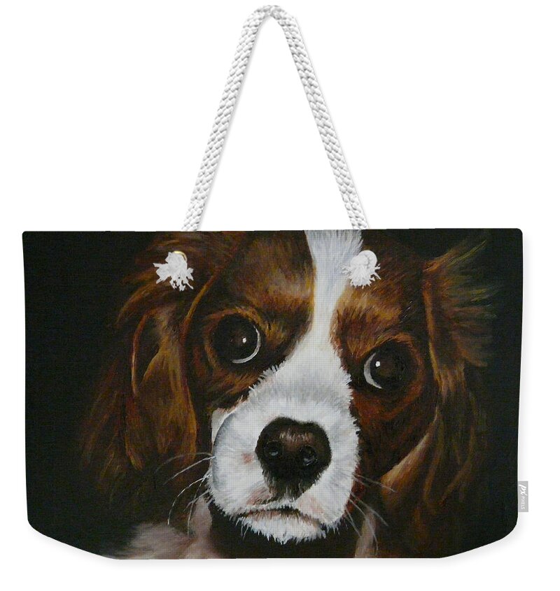 Puppy Weekender Tote Bag featuring the painting Harley by Vic Ritchey