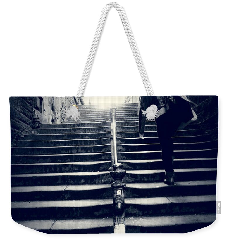 Figure Weekender Tote Bag featuring the photograph Heavy Today Blue Tomorrow by Dorit Fuhg
