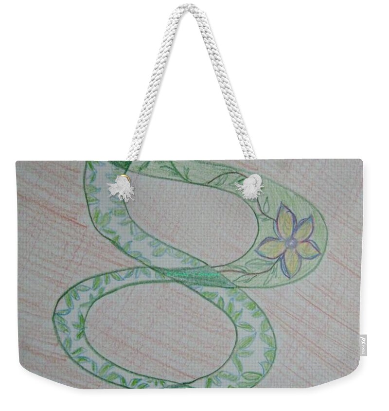Floral Green Helix Weekender Tote Bag featuring the painting Helix by Sonali Gangane