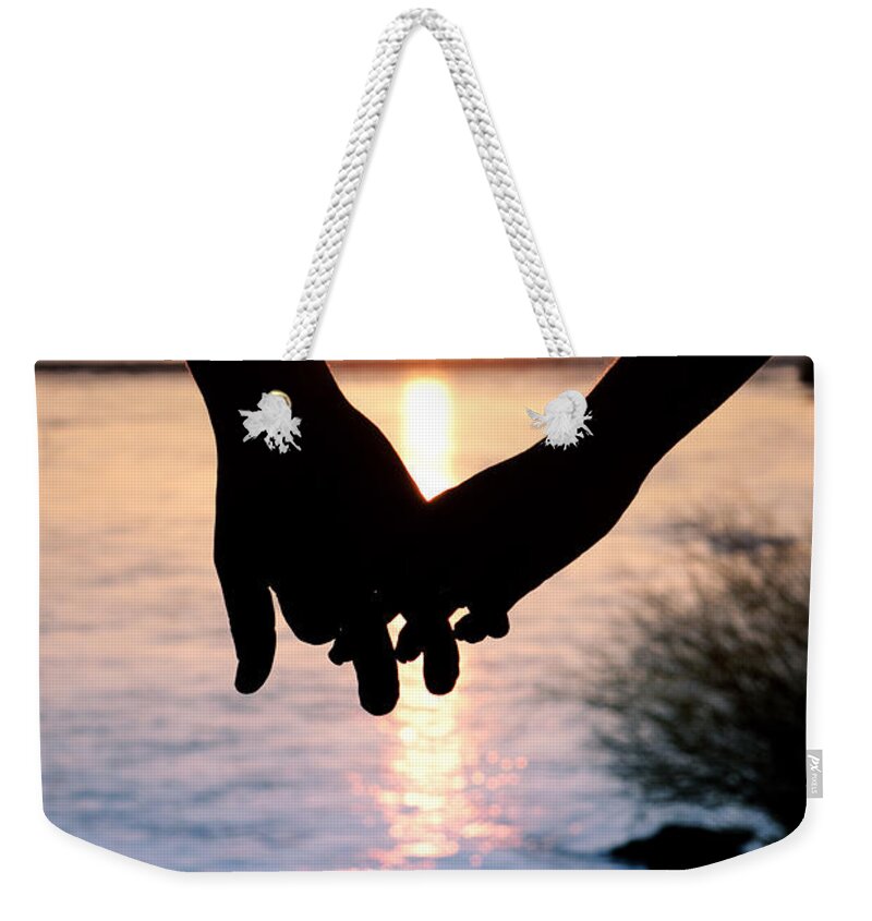 Vertical Weekender Tote Bag featuring the photograph Holding Hands Silhouette by Cindy Singleton