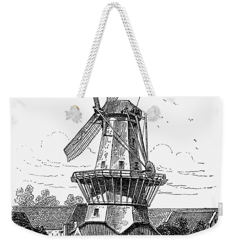 1878 Weekender Tote Bag featuring the photograph Holland: Windmill, 1878 by Granger