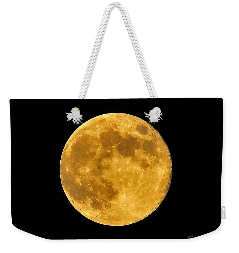 Full Moon Weekender Tote Bag featuring the photograph Honey Moon Close Up by Al Powell Photography USA