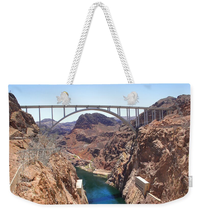 Hoover Dam Bridge Weekender Tote Bag featuring the photograph Hoover Dam Bridge by Mike McGlothlen