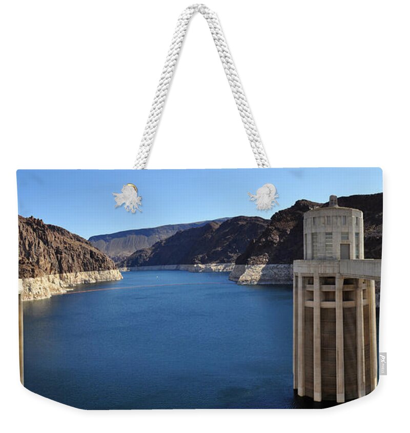 Lake Meade Weekender Tote Bag featuring the photograph Hoover Dam Panorama by Dejan Jovanovic