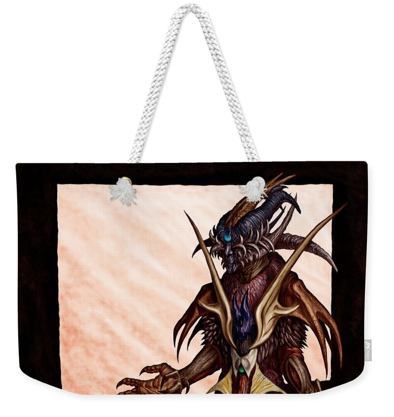 Character Weekender Tote Bag featuring the mixed media Hornedhead by Tony Koehl