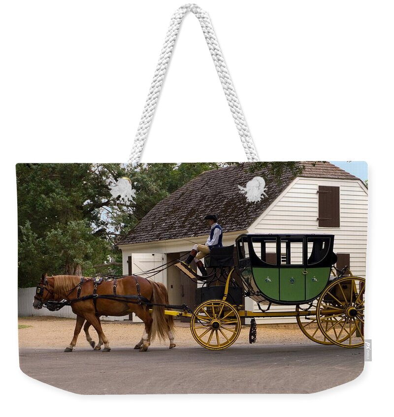 Enclosed Horse-drawn Carriage Weekender Tote Bag featuring the photograph Horse-drawn Carriage by Sally Weigand