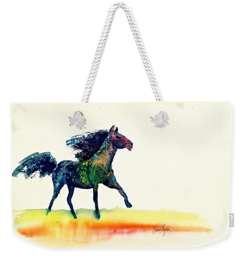 Horse Weekender Tote Bag featuring the painting Horse of a Different Color by Frank SantAgata