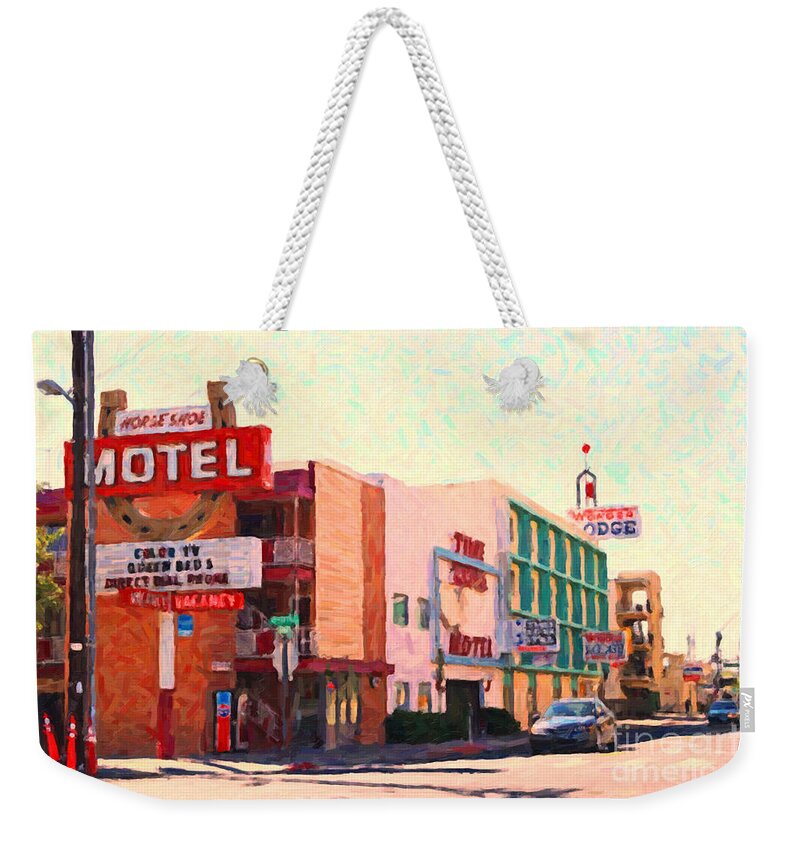 Horse Shoe Motel Weekender Tote Bag featuring the photograph Horse Shoe Motel by Wingsdomain Art and Photography