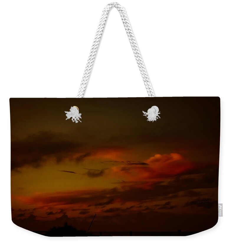 Clouds Weekender Tote Bag featuring the photograph Hot Summer Night Sky by DigiArt Diaries by Vicky B Fuller
