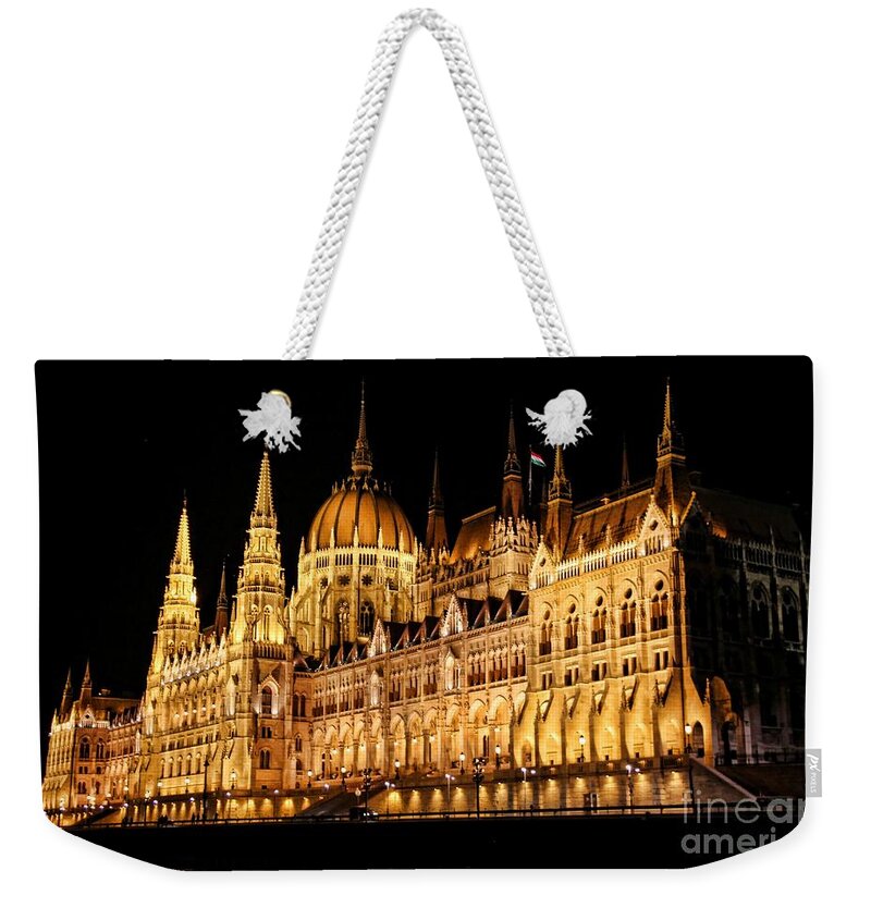 Hungarian Parliament Building Weekender Tote Bag featuring the photograph Hungarian Parliament Building by Mariola Bitner