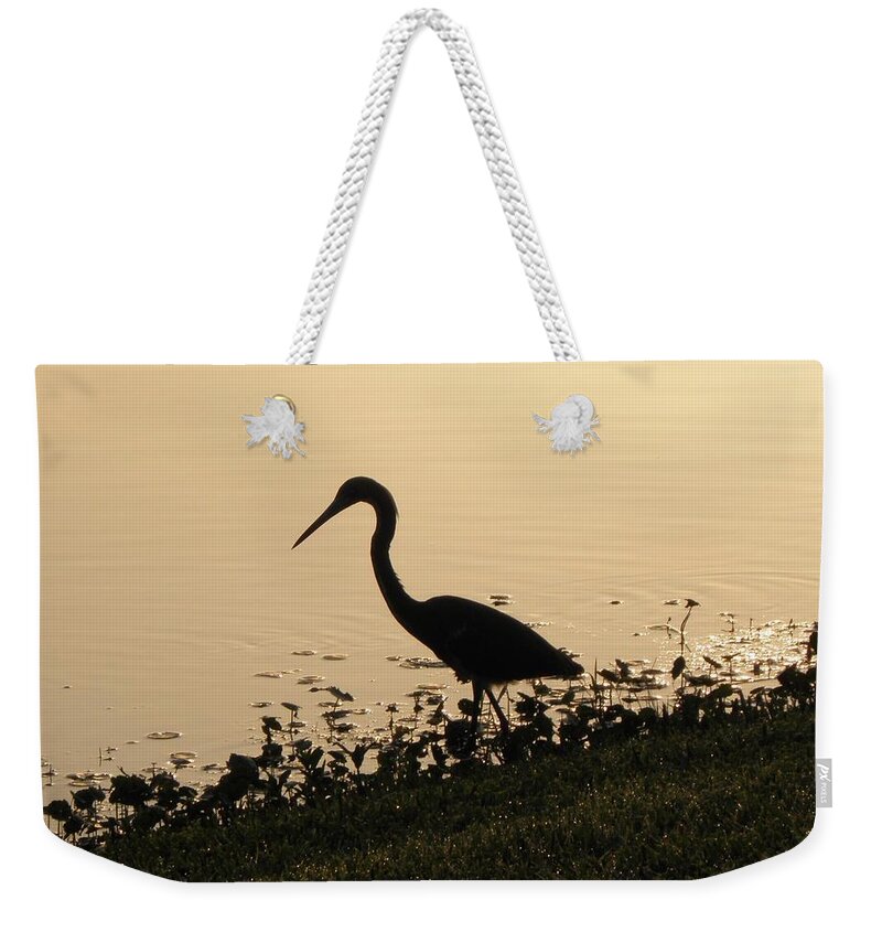 Crane Weekender Tote Bag featuring the photograph Hunting At Sunset by Kim Galluzzo