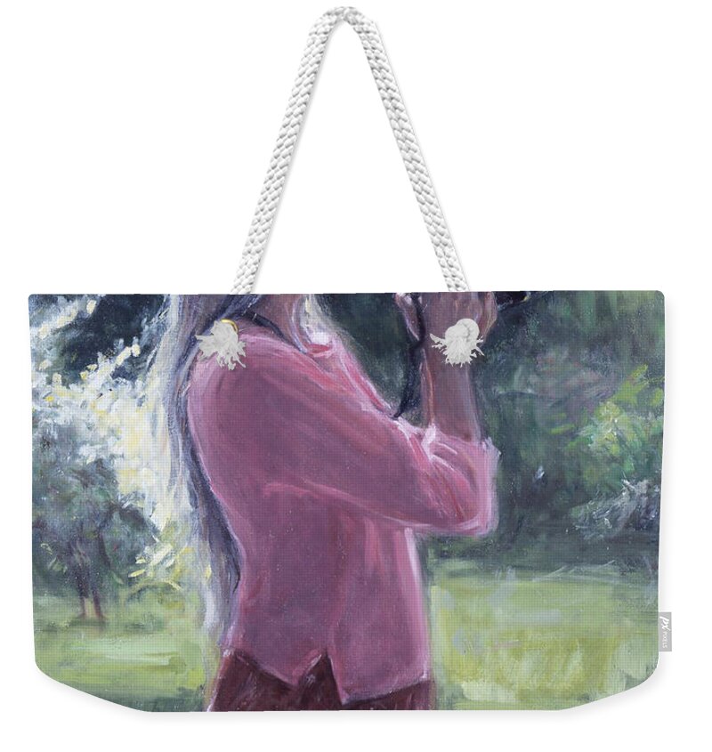 Sarah Yuster Weekender Tote Bag featuring the painting I. Bohorquez by Sarah Yuster
