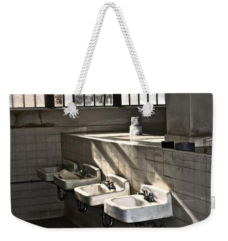 Bathroom Weekender Tote Bag featuring the photograph I Wash My Hands by Gwyn Newcombe