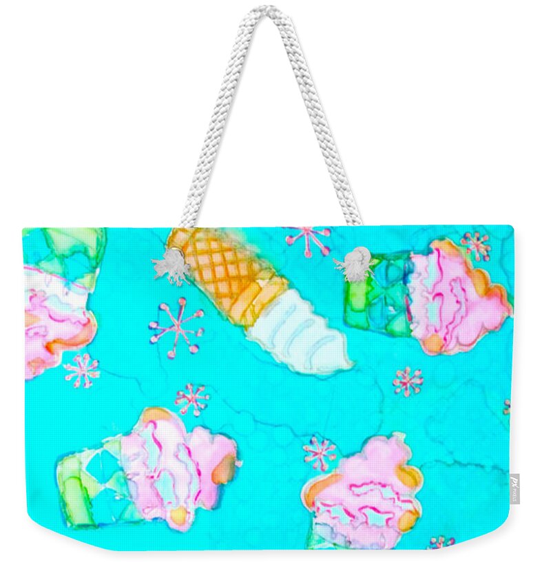 Batik Weekender Tote Bag featuring the painting Ice Cream I Scream by Beth Saffer