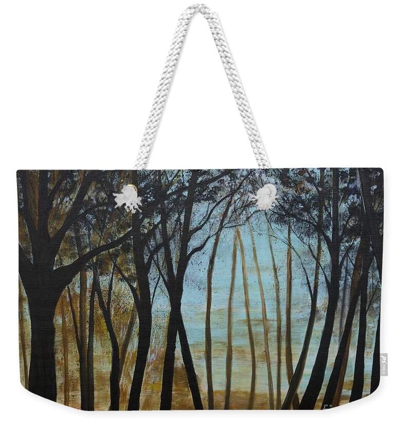 Landscape Weekender Tote Bag featuring the painting In The Distance by Leslie Allen