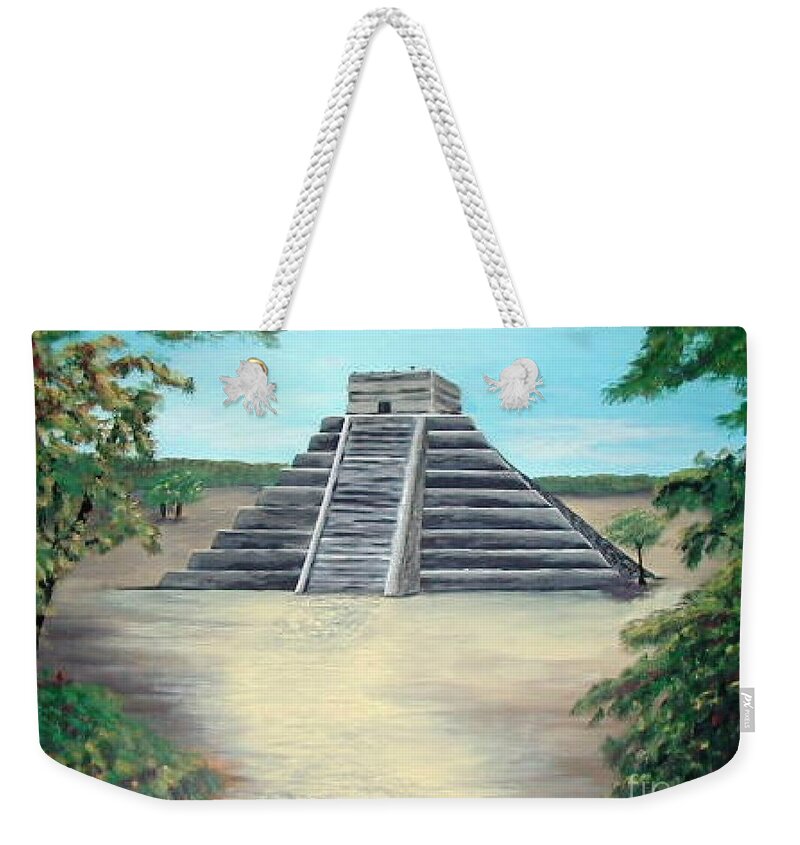 Maya Weekender Tote Bag featuring the painting In the Mayan Jungle by Alys Caviness-Gober
