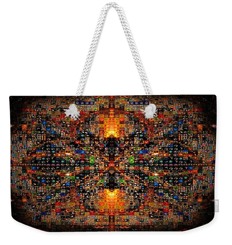 Paula Weekender Tote Bag featuring the digital art Infinity Mosaic Warm by Paula Ayers