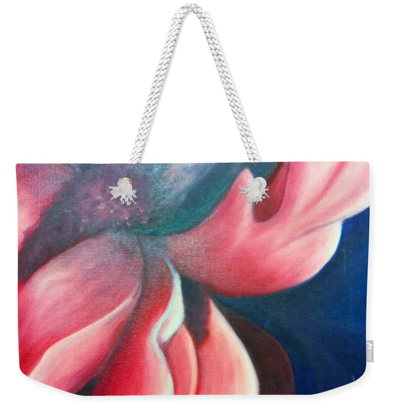 Iris Weekender Tote Bag featuring the painting Iris O'Keefe by Vonda Lawson-Rosa