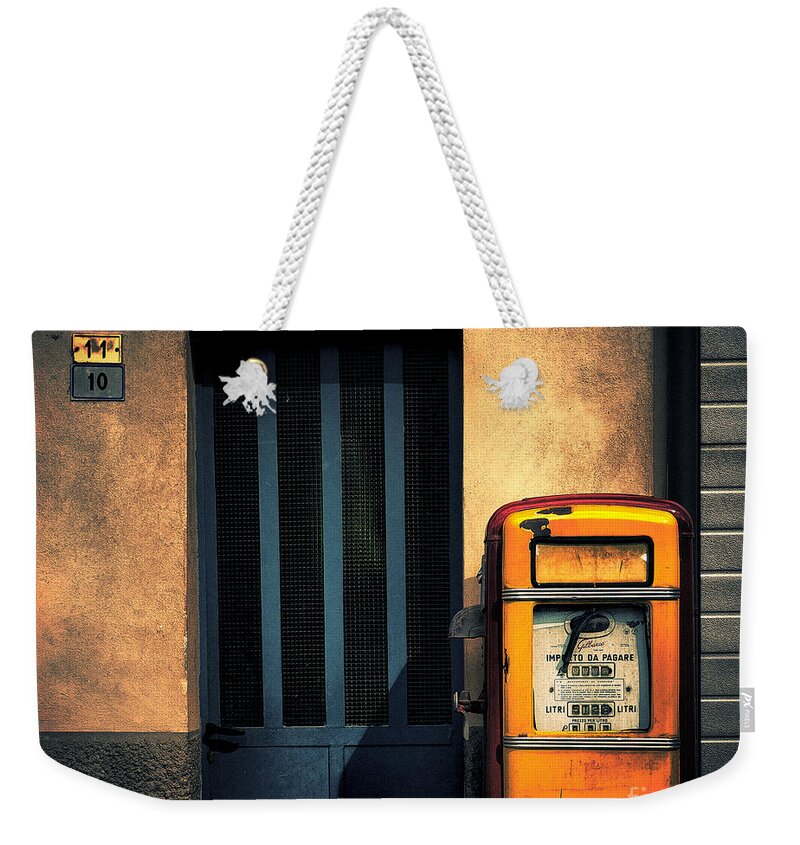 Gasoline Weekender Tote Bag featuring the photograph Italian gasoline by Silvia Ganora