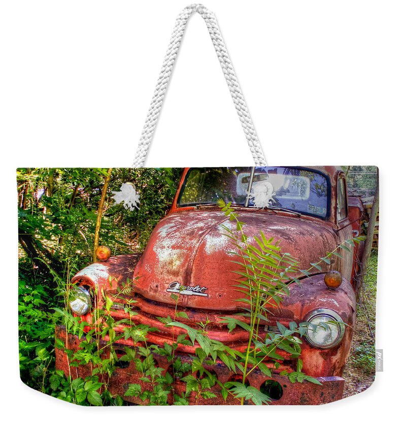 Chevrolet Tow Truck Weekender Tote Bag featuring the photograph I've towed my last tow.. by Mark Dodd